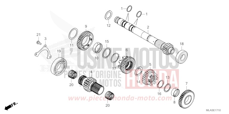 BOITE DE VITESSES (ARBRE SECONDAIRE) (CMX1100D/D2/D3) de CMX 1100 "Rebel" FLARE ORANGE METALLIC (YR368) de 2025